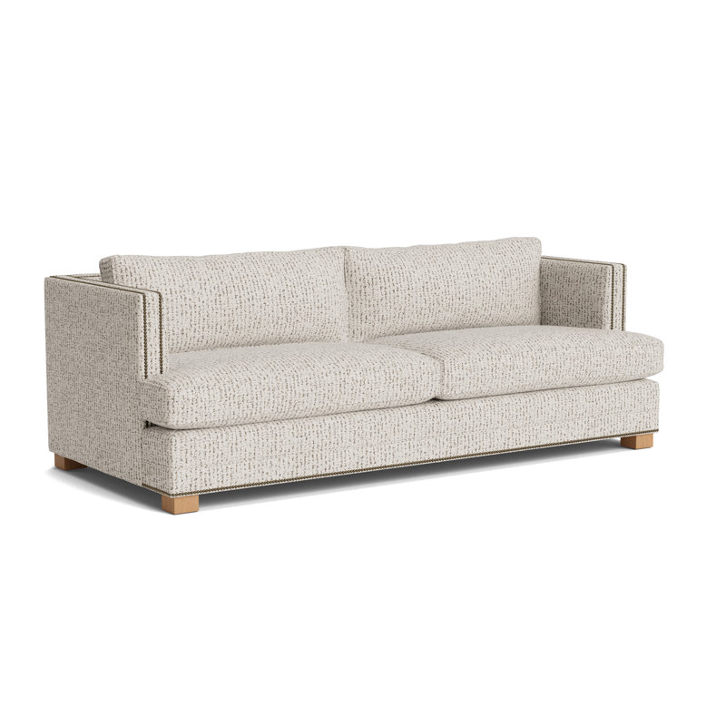 Keaton With Nails 84 Sofa, Natural, Marshmallow - Toast, Antique Brass