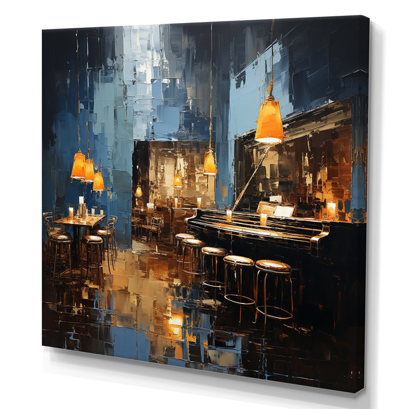 Night Jazz Serenade 1 - Jukeboxes, art mural, Toile tendue, H 36 po x l 36 po x P 1,5 po
