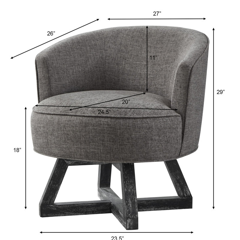 Chaise pivotante gris foncé, housse en lin, pieds en bois pour une sensation de modernité, chaise rotative à 360 ° avec lin, fabrication solide et durable