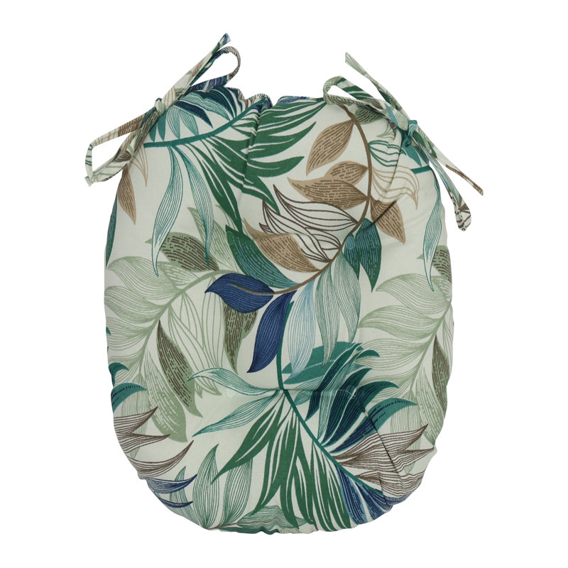 Coussins de chaise d'extérieur touffetés de 16 pouces (ensemble de 2), Brun clair / vert / floral chambray oasis