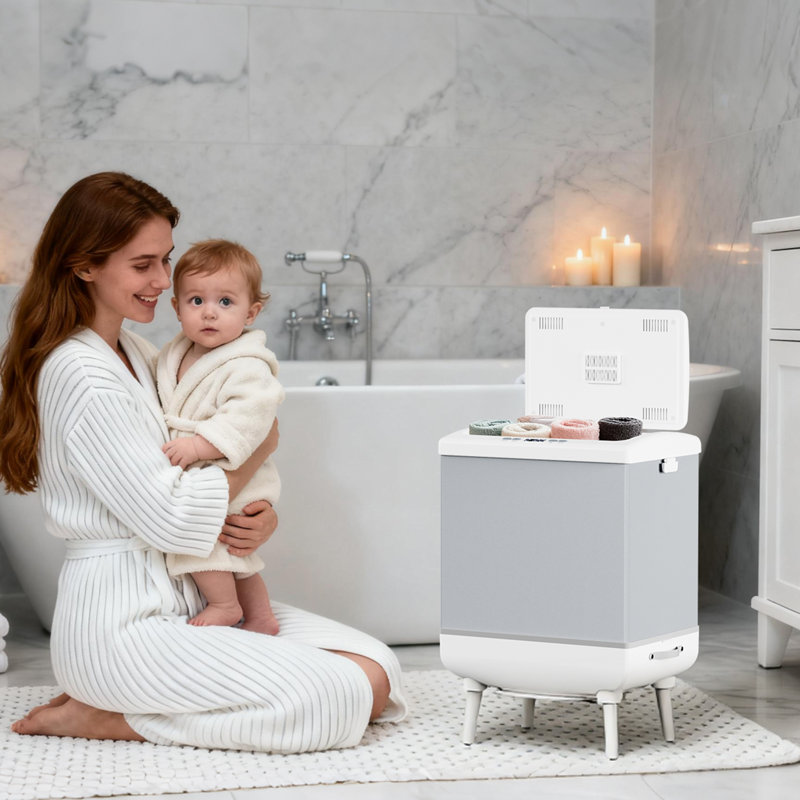 35L Foldable Hot Towel Warmer Bucket - Fast Heating, Space-Saving One-Piece Design, Auto Shut-Off, Fits 3X 45"X70" Towels/2 Robes