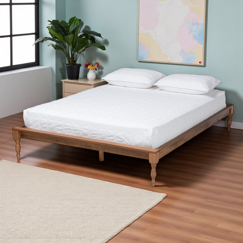 Lyra Full Size, Bed Frame in Ash Walnut Finish, 13.58'' H X 58.55'' W X 81.06'' L, Full