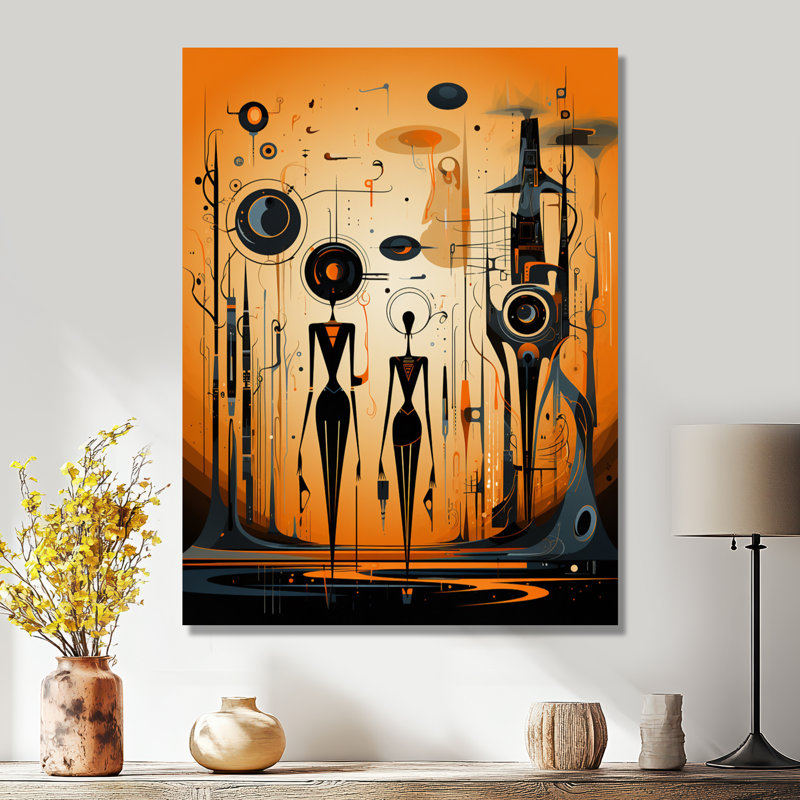 Reproduction d'art mural africain contemporain, Toile tendue, H 32 po x l 16 po x P 1 po