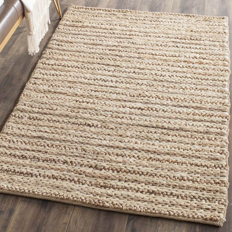 Tapis en jute tissé à la main en fibre naturelle, Rectangle 4 pi x 6 pi
