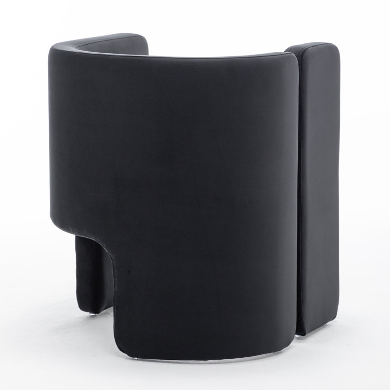 Modern Upholstered Barrel Dining Chairs, 4, Black