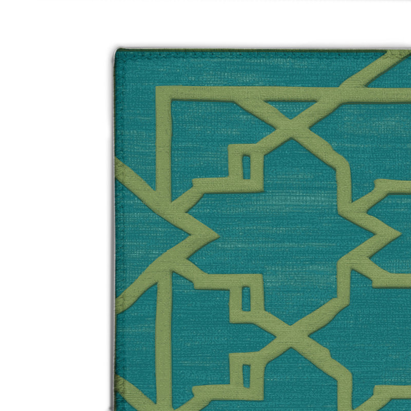 Trellis Green Indoor and Outdoor Area Rug, Rectangle 2' x 3'