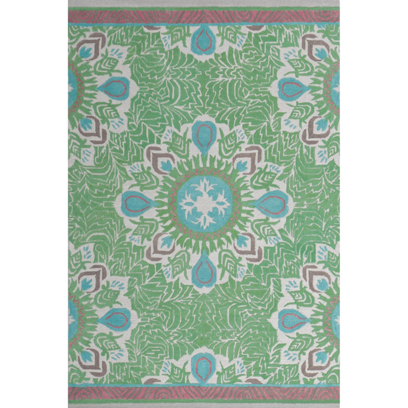 Oasis Hand-Tufted New Zealand Wool Multicolor Area Rug, Rectangle 6' x 9'
