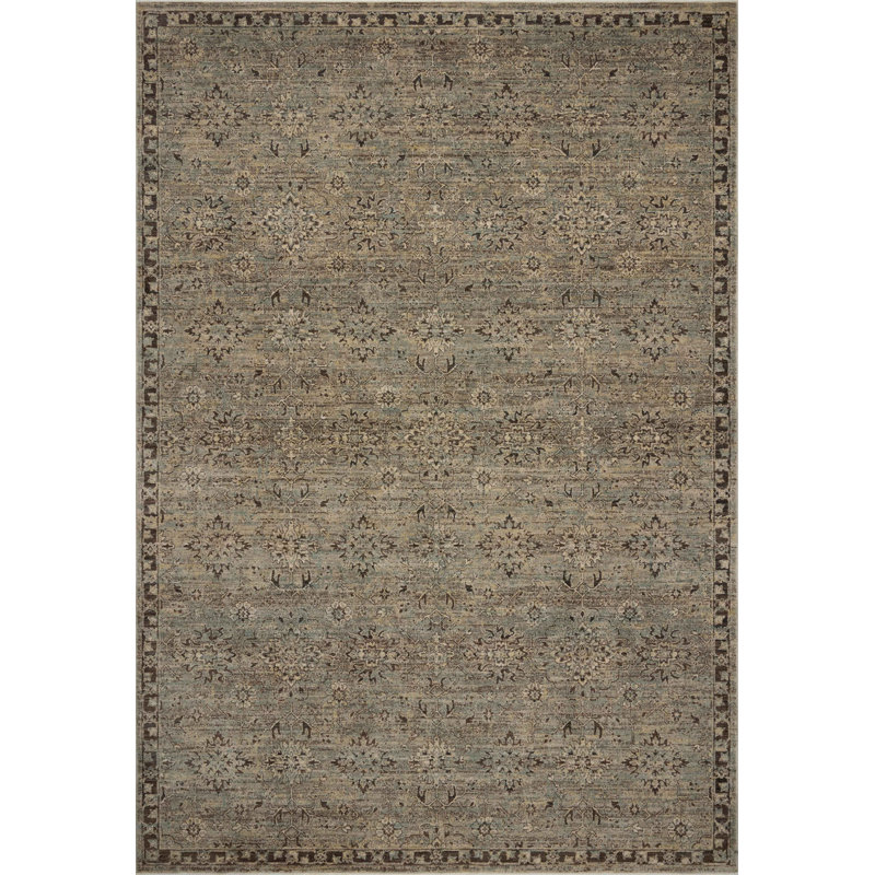 Tapis traditionnel Loloi Rosalind Mist / Granite, Carré 1 pi 6 po