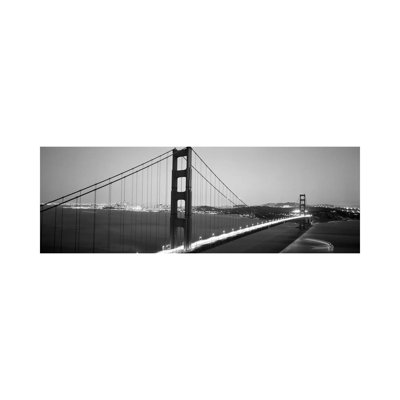 High Angle View Of A Bridge Lit Up At Night, Golden Gate Bridge - Wrapped Canvas Panoramic Print