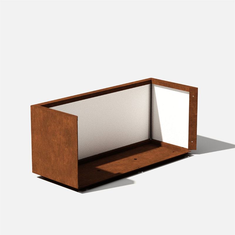 Corten Steel Series Long Box Planter, 16.25" H x 38" W x 15" D