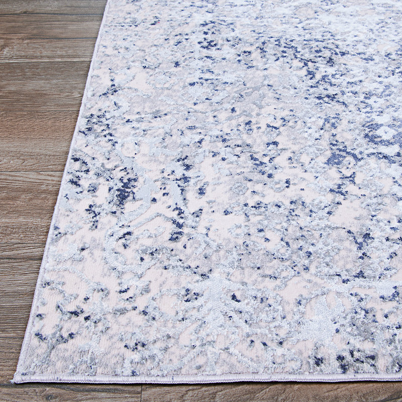 Jahiem Abstract Mist Grey Blue High- Low Indoor Rug, Rectangle 2' x 3'11"