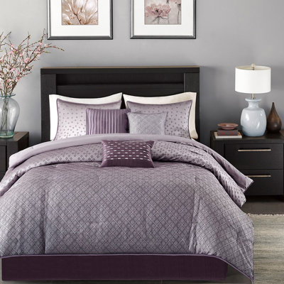 King Comforter Purple - Detail, Reverse, Washable & Wrinkle- Size , Filled, Easy To Maintain