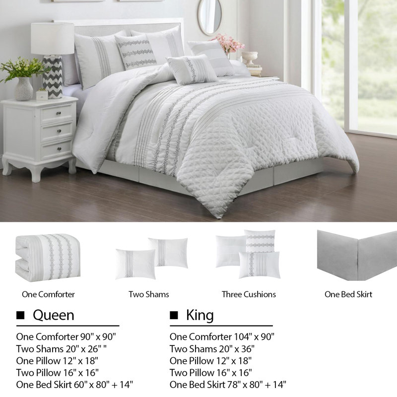 7-Piece Modern Brushed Microfiber Comforter Set - Soft, Luxurious, and Breathable Bedding for a Restful Night's Sleep - Hypoallergenic, Easy Care, and Feather-Like Softness