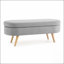Banc de rangement ovale avec pieds en bois d'hévéa, tissu plissé élégant et intérieur spacieux pour les maisons modernes-130838876-130838875