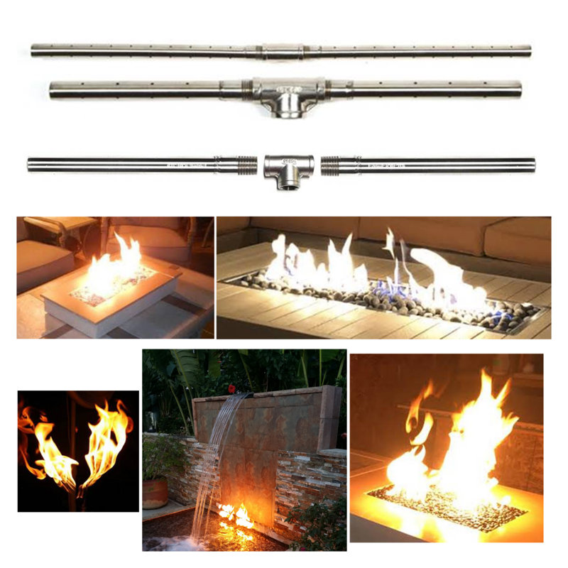 Brûleur à gaz linéaire 3 pièces EasyFirePits,  H 122 po x l 2 po x P 2 po