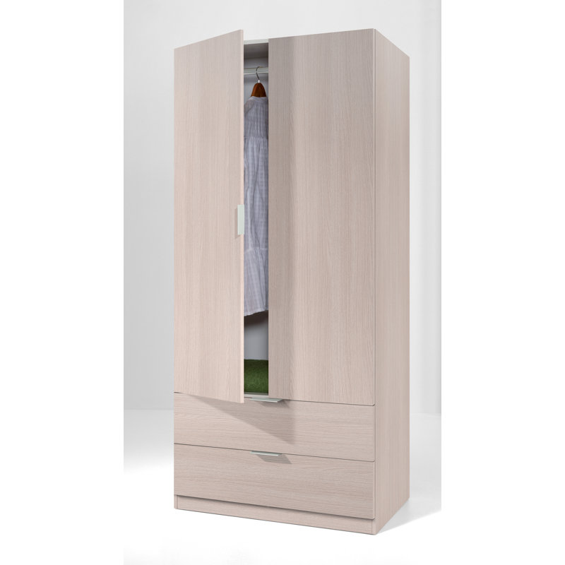 Cloakroom Burbank, Bedroom Wardrobe With 2 Doors And 2 Drawers, Bedroom Furniture With Clothes Rail, Oak