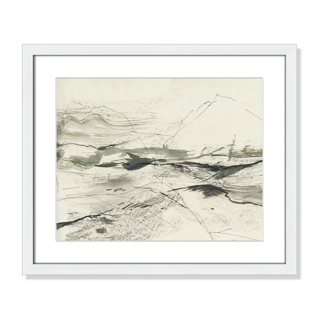 Green Sketches Print by PI Studio, 16" H x 19" W x 1.25" D, White Box Picture Framed, White