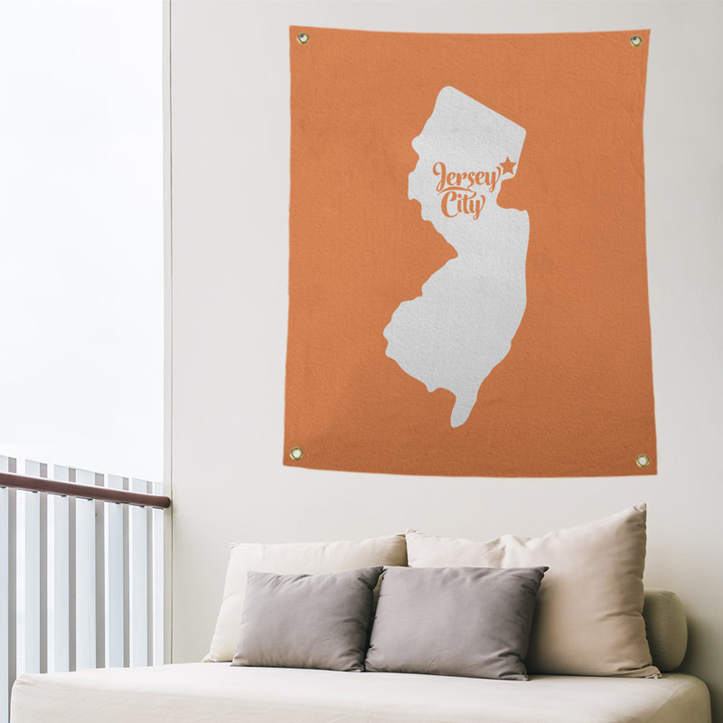 Tapisserie murale jersey city new jersey, H 36 po x l 26 po, Orange
