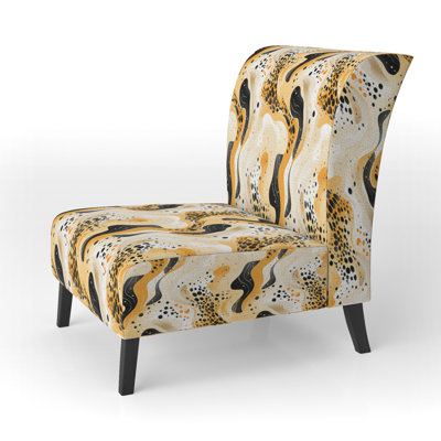 Orange And Black Modern Cheetah Print - Upholstered Glam Slipper Chair, Orange Accent Chair