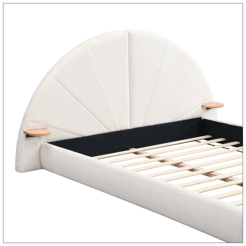 Lit arqué avec petite table arquée, grand, beige