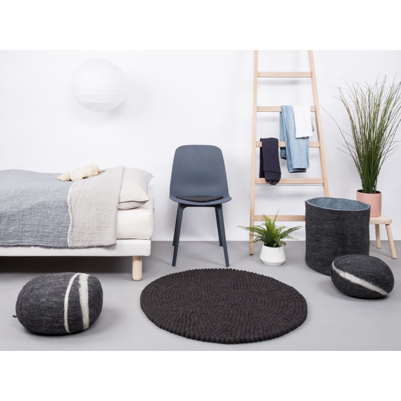 Round Solid Colour Wool Hand Woven Area Rug, Round 200cm
