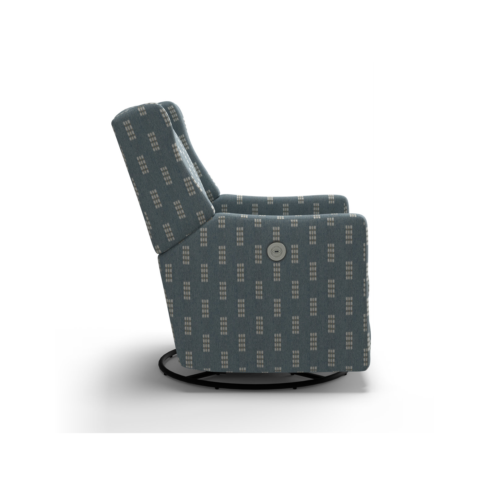Andrina Upholstered Swivel Reclining Glider, Trafalgar Sky Revolution