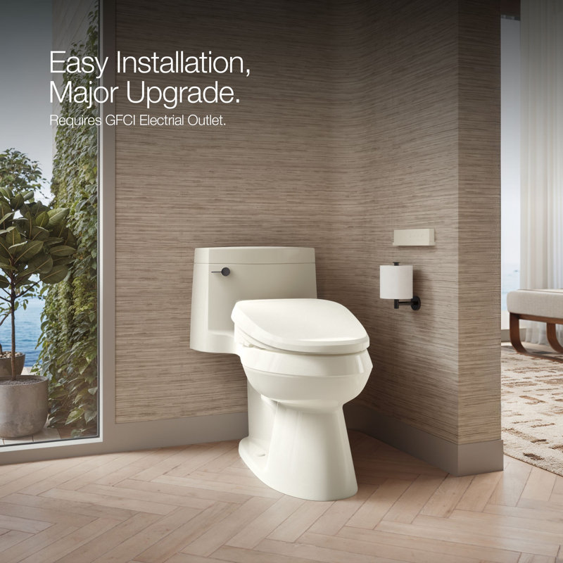 PureWash E820 Elongated Bidet Toilet Seat, Heated Bidet for Existing Toilets with Remote Control, Biscuit