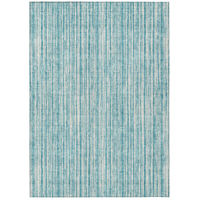 Machine Washable Indoor/Outdoor Chantille ACN760 StripesRug, Mint, 10' x 14'