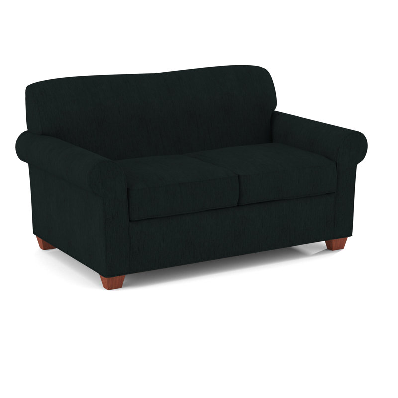 Finn 59" Rolled Arm Sofa Bed Loveseat with Reversible Cushions, BM Cherry, Cardigan Coal
