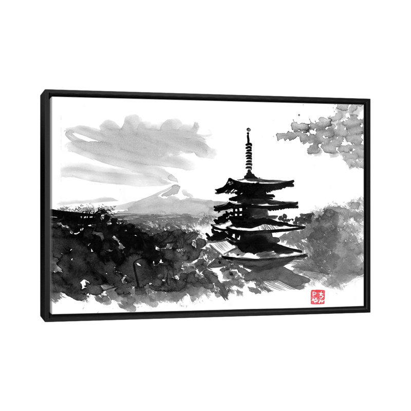 Temple by Péchane - Print on Canvas, 101.6 cm H x 66.04 cm W, Black Framed