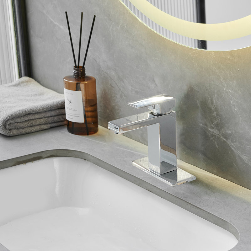 WIZ Single Handle Single Hole Low-Arc Bathroom Faucet, Polished Chrome