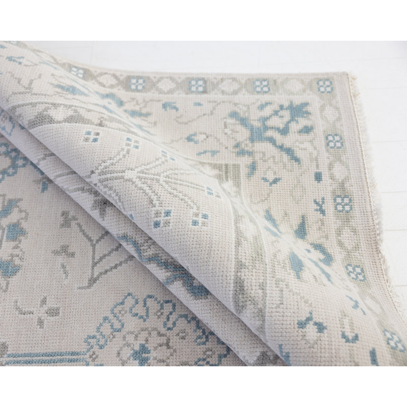 Edith Handmade Oushak Wool Floral Area Rug, Runner 3' x 12'