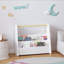 Bibliothèque pour enfants avec poignée en bois, bibliothèque pour tout-petits à 2 niveaux faisant face à l'avant, organisateur de rangement pour livres portable pour chambre à coucher, salle de jeux, chambre de bébé ou salle de classe
