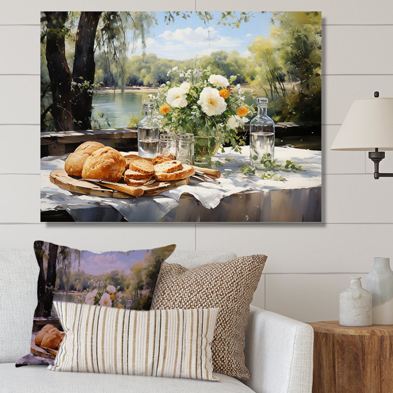 Pique-nique au bord du lac III, Toile tendue, H 12 po x l 20 po x P 1 po