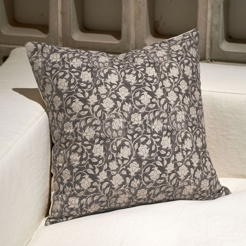 Lierna Elegant Floral Printed Pillow Cover, Taupe, 20"H x 20"W