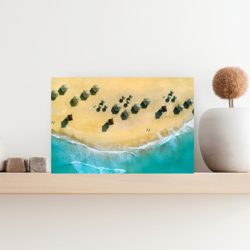 Sable doré turquoise océan, plage paisible, impression d'art mural, H 12 po x l 18 po