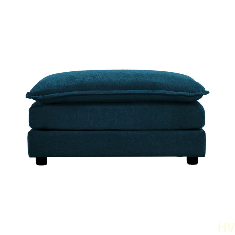 Repose-pieds en tissu chenille à combiner avec un canapé 2 places, un canapé 3 places et un canapé 4 places, chenille, Bleu