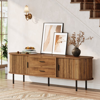 70" Mid-century Modern Low Console Cabinet