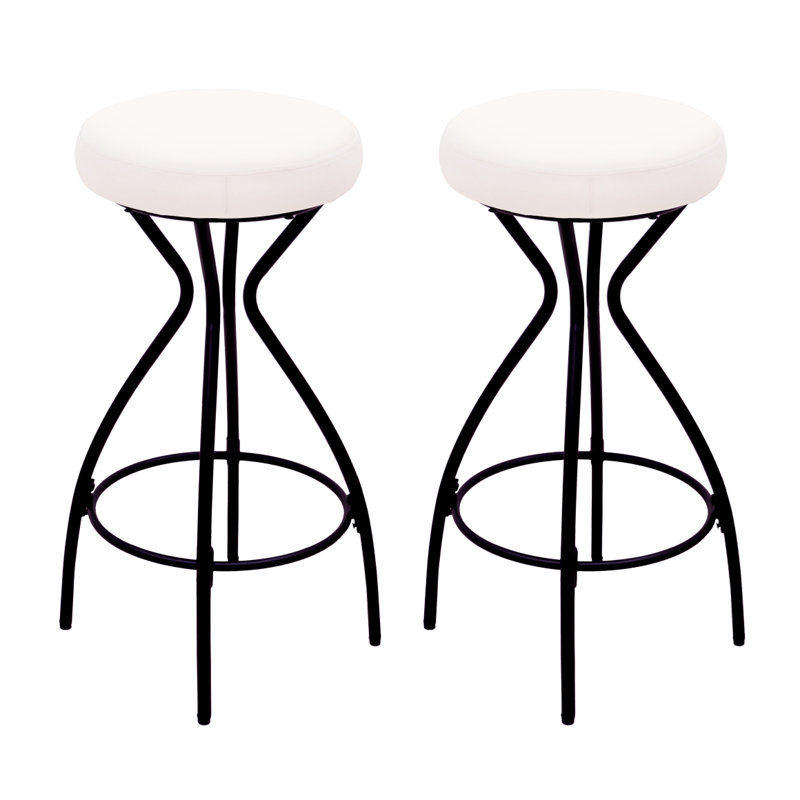 Ensemble de 2 tabourets de bar modernes sans dossier pour tabourets de bar en îlot de cuisine (noir et blanc crème)