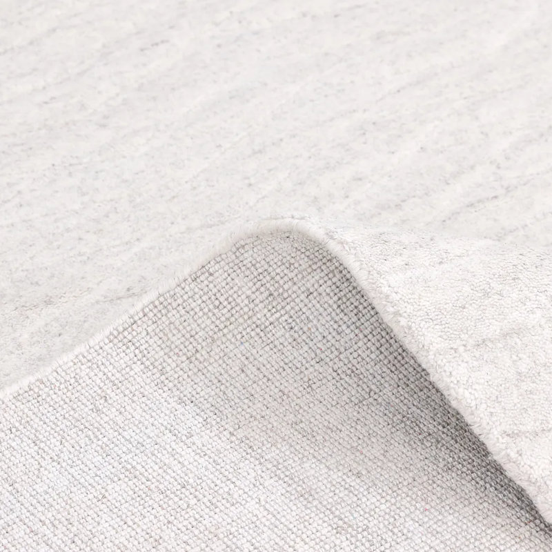 Rishab Hand Knotted Tencel Chevron Area Rug in Light Gray/White, Rectangle 5' x 8'