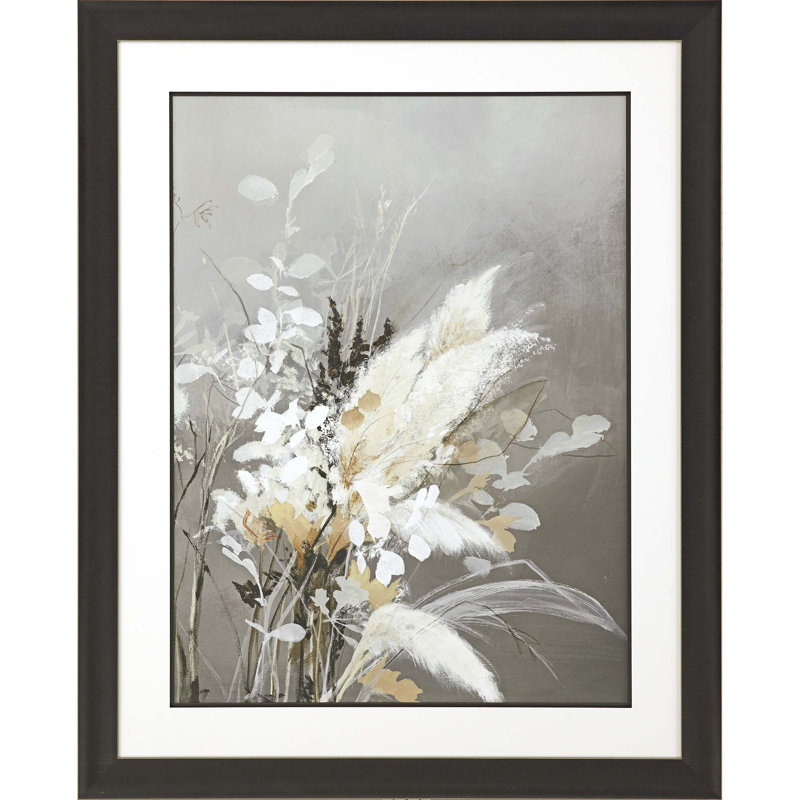 «Light Leaves II», reproduction d'art encadrée brune