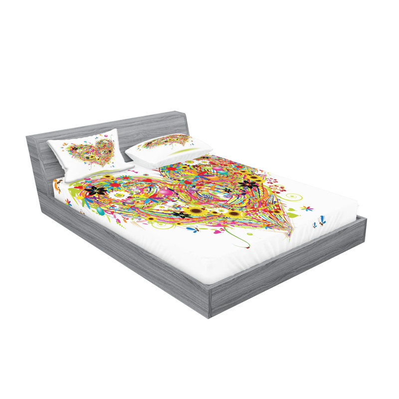 Multicolore drap-housse et coussin décoratif Ambesonne, Ensemble de draps pour lit double + 5 pièces supp