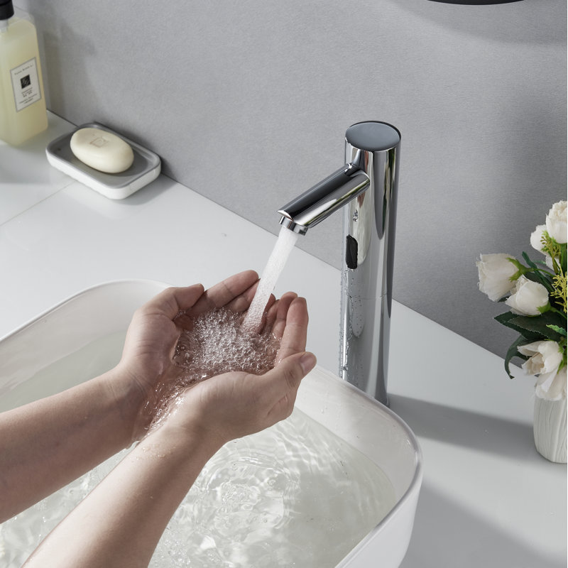 Touchless Vessel Single Hole Bathroom Faucet, Chrome