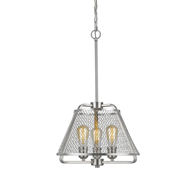 Lustre géométrique à 3 lumières Valya, Nickel brossé