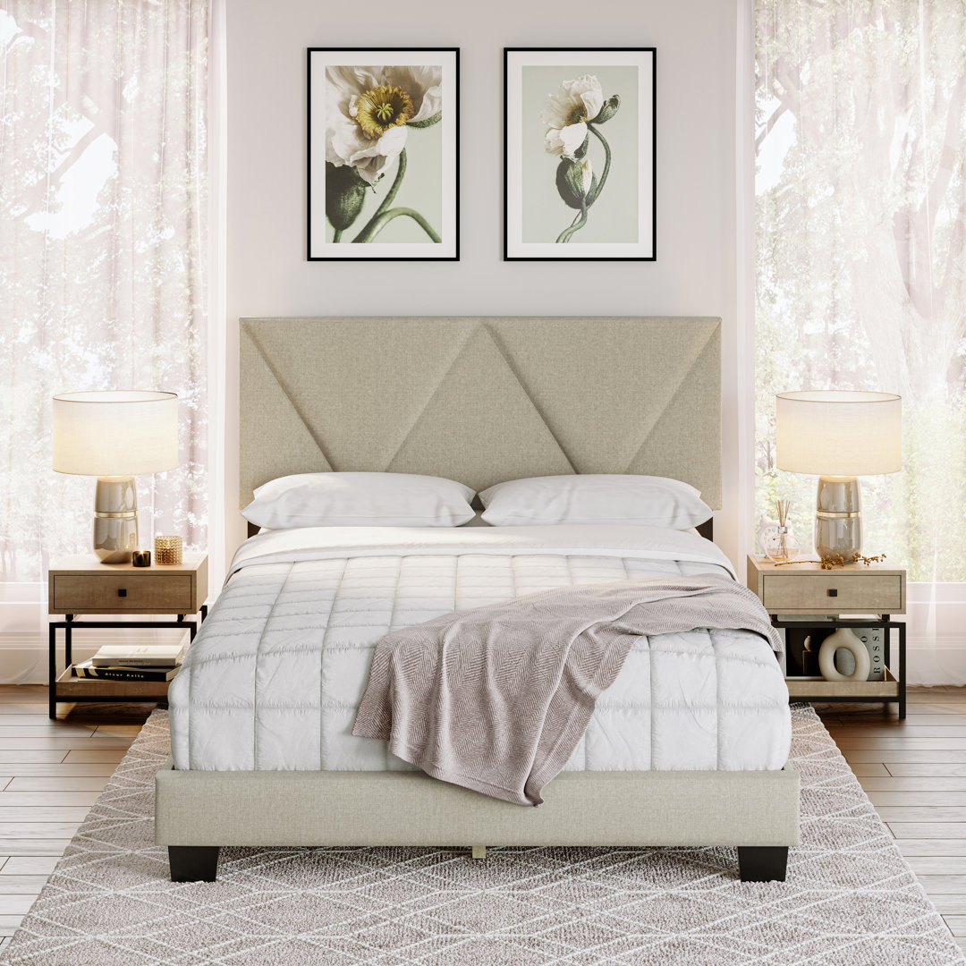 Boyd Sleep Calais Upholstered Linen Platform Bed, Adjustable Height Headboard, No Box Spring Required Boyd Sleep
