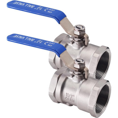 1 pièce 1 1/2 pouce, robinet à tournant sphérique à orifice complet, acier inoxydable 316, paquet de 2