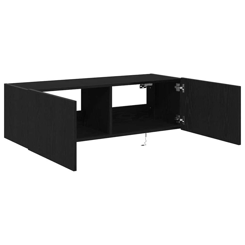 TV Wall Cabinet Engineered Wood, 31cm H x 100cm L x 35cm W, Black Oak