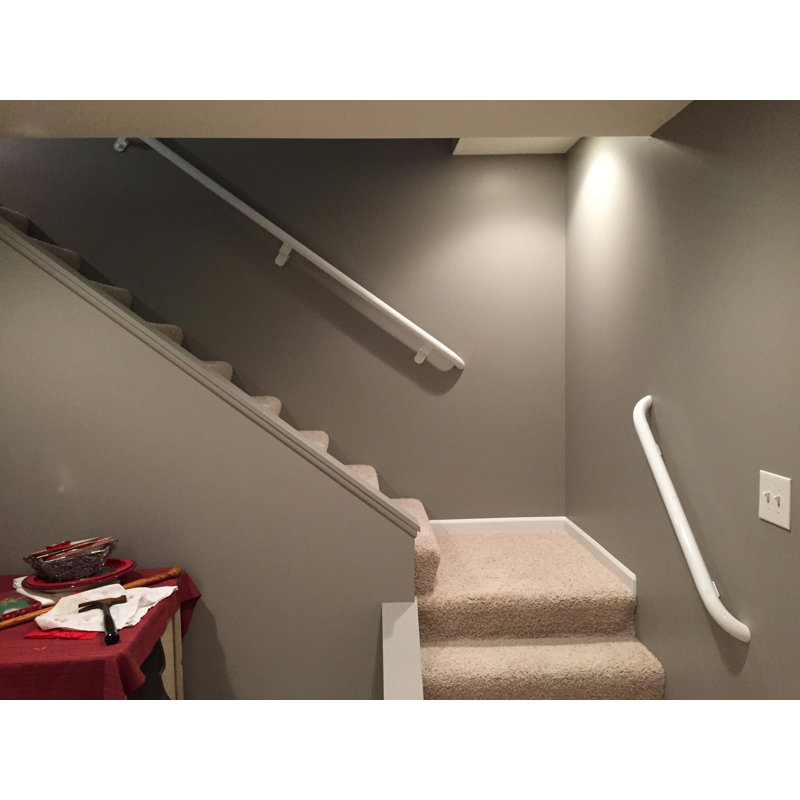 Handrail with Wall Returns, 1.9" H x 6' W x 3" D, White