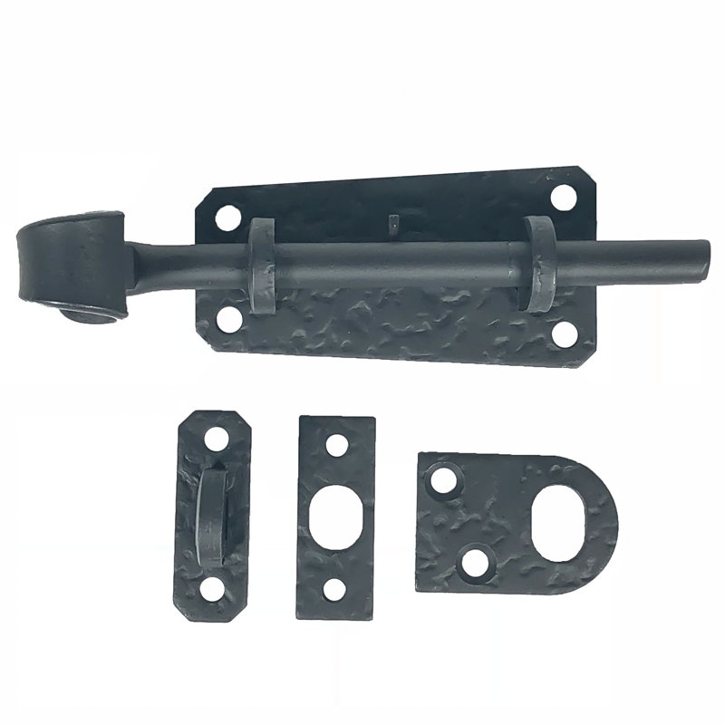 Matte Black Forged Iron Surface Bolt for Gates and Cabinets