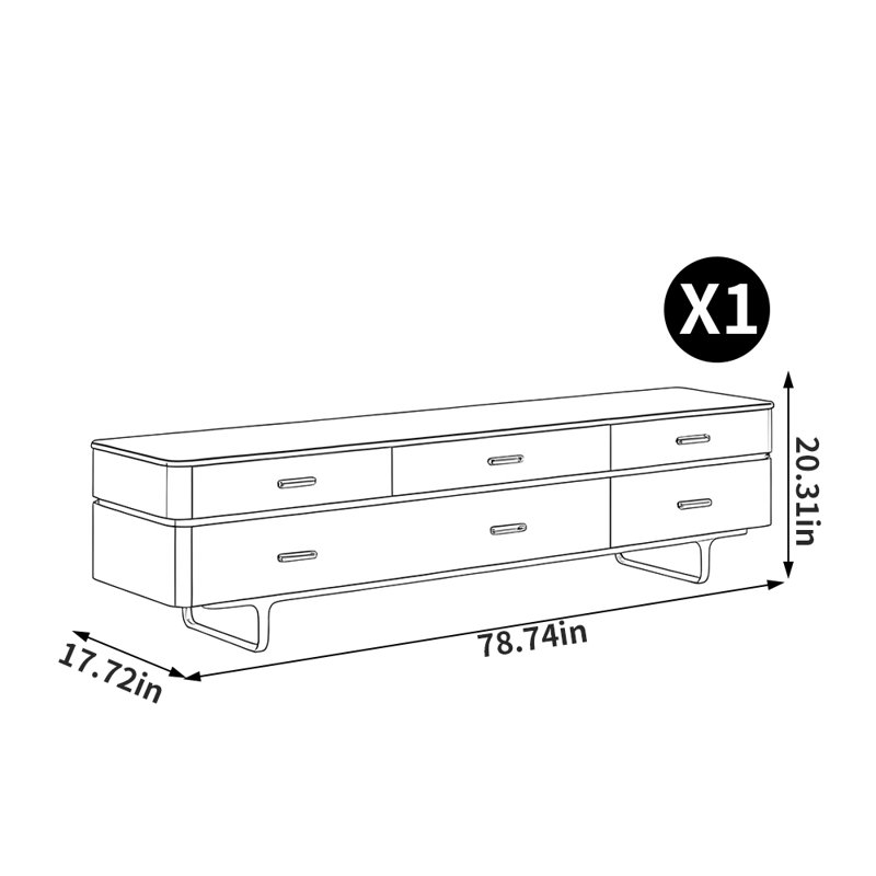 Meuble télé de luxe de style européen, 78.74"